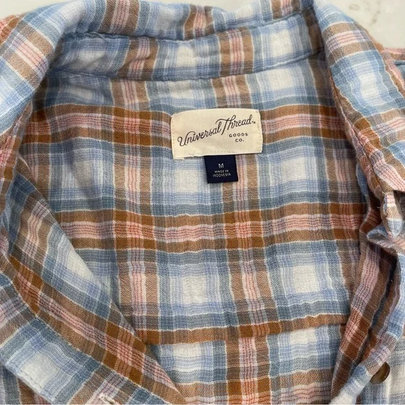 Universal Thread blue & orange lightweight button down shirt - Picture 6 of 15